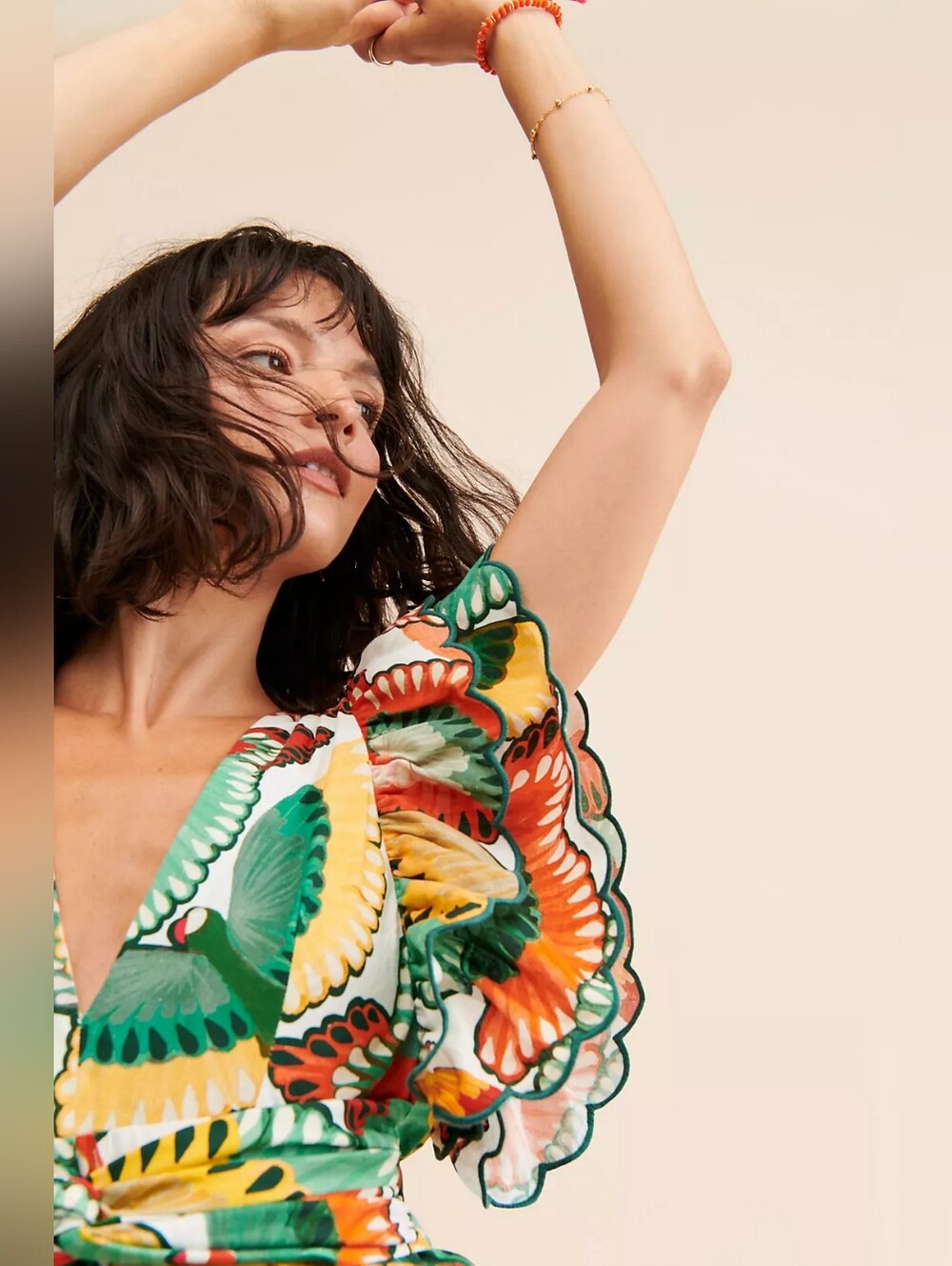 FARM Rio Ruffle-Sleeve Printed Jumpsuit Small - Picture 3 of 4